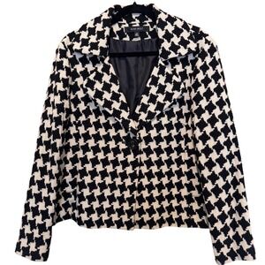 NWT Nine West Houndstooth Wool Tweed Blazer 14 Academia Retro Glam Mod Royalty